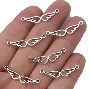 30pcs/package Hollow Antique Silver Two-hole Connector Pendant, Angel Wings Charm Connectors Charms for Jewelry Making Bracelet DIY Craft Necklace Accessories