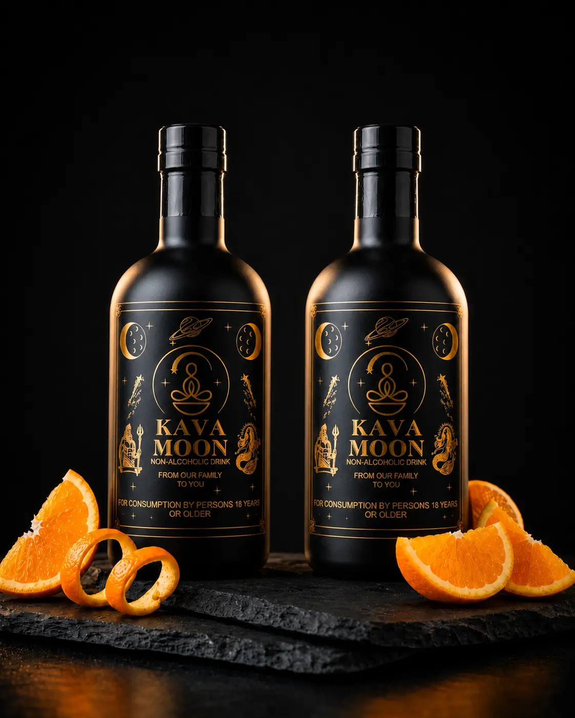 Kava Moon Non-Alcoholic Kava Root Extract Beverage - Signature Citrus, Sugar Free, No Added Sugar, Low Calories, Fat Free - 2 Pack