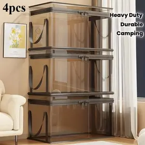 Large Heavy-Duty Thick Plastic Storage Box with Hinged Lid, Durable Large Capacity Organizer for Home, Travel, Camping, Attic, Moving