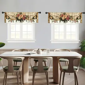 2 Panels Vintage Rose Floral Valance Curtains for Dining Room, Elegant Flower Swag Window Topper with Rod Pocket, Farmhouse Style Decorative Drapes