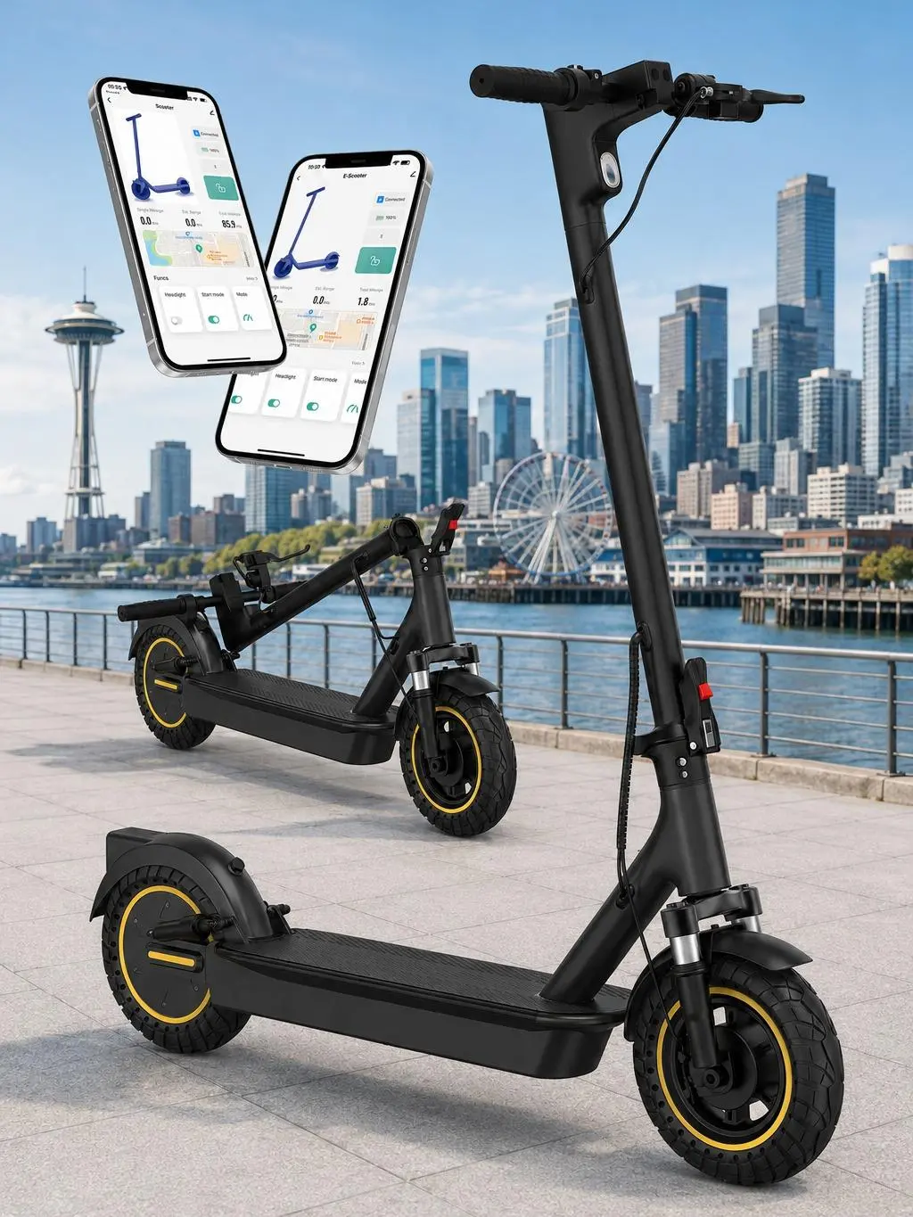 500W Foldable Electric Scooter for Adults, 22MPH Max Speed 28 Miles Range 42V 14.5Ah Battery, Smart App Control 3 Speed Modes, Dual Shock Absorption, 10 Inch Pneumatic Tires, 265LBS Max Load Commuter E-Scooter with Bright Headlight & Taillight
