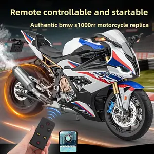 Highly detailed S1000RR motorcycle model, crafted in 1:6 scale from alloy material, with exquisite details and realistic moving parts. It supports lighting and sound effects. A collectible racing accessory, suitable for both gift-giving and personal use.