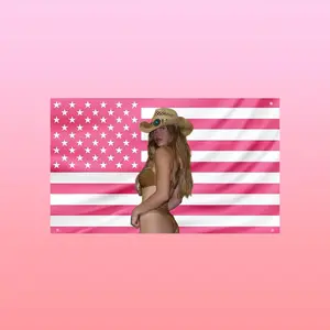 Sydney Sweeney Pink USA Flag | Sydney Sweeney Hot Girl Aesthetic Tapestry | Pink American Flag Wall Decor