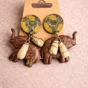 Handcrafted Elephant Earrings with Accents