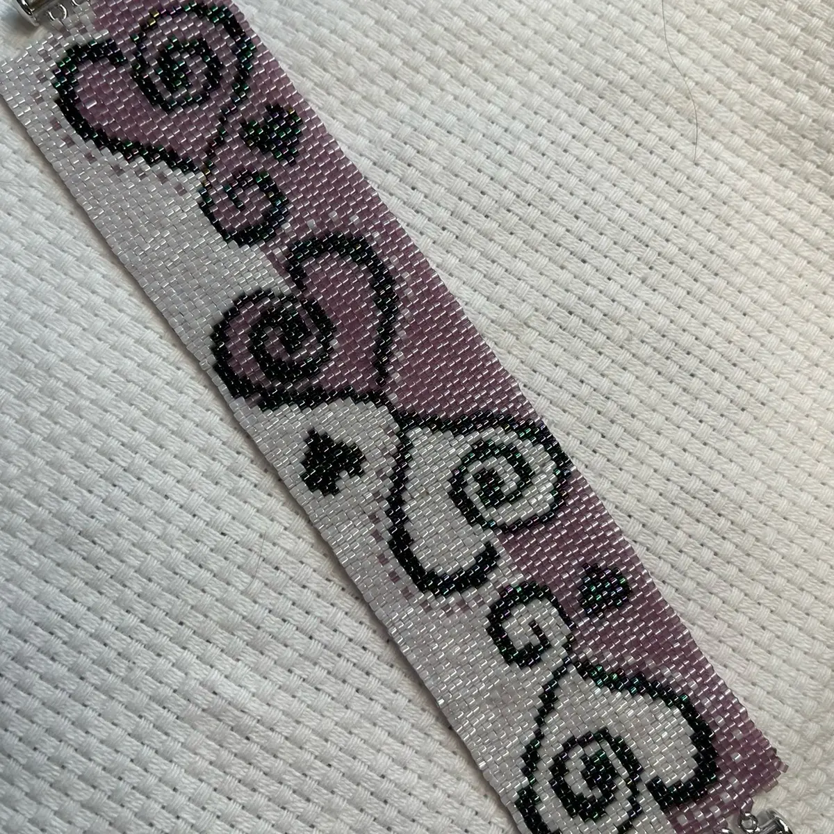 Half hearted purple peyote beaded bracelet