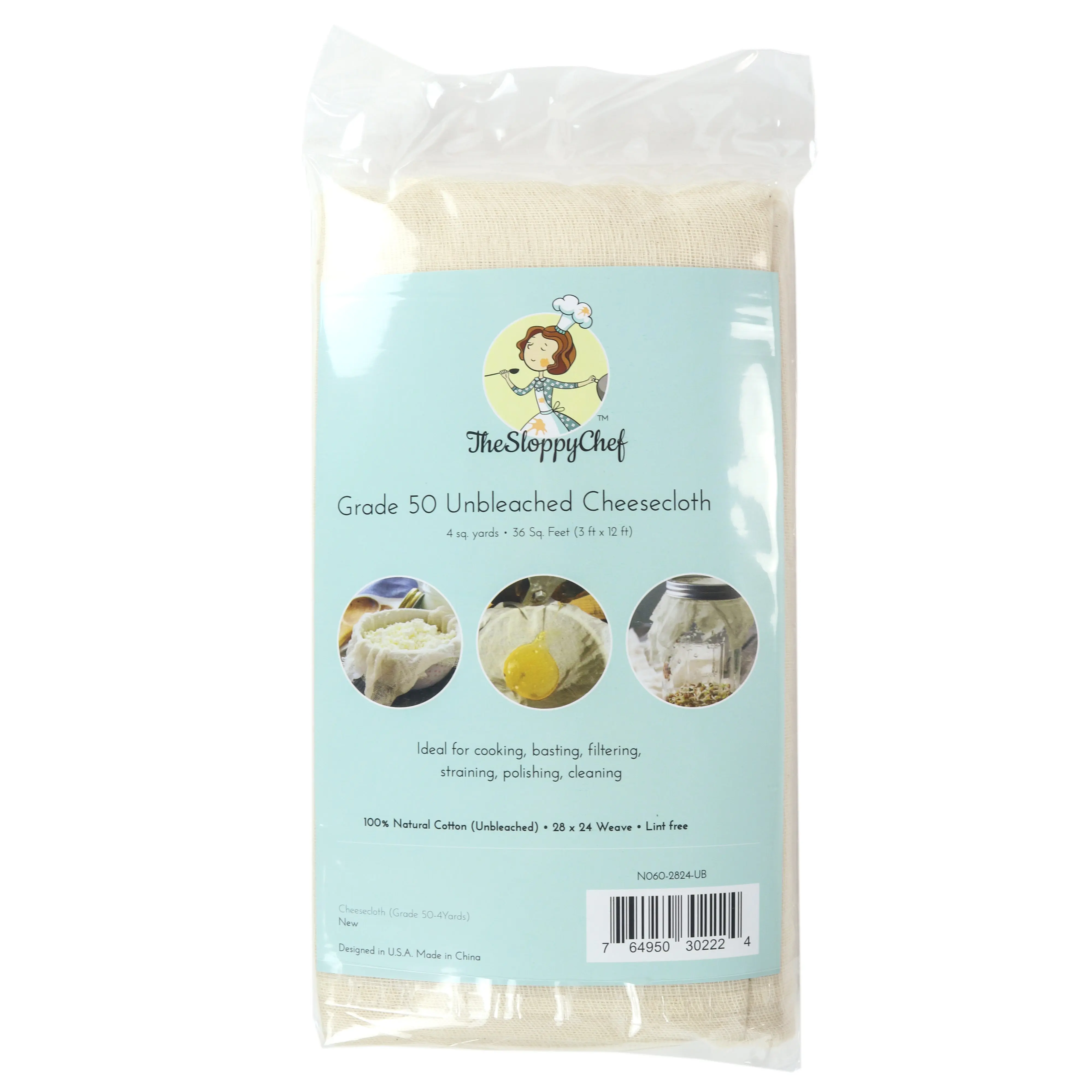 Unbleached Weave Cheesecloth: 1 Bag of 4 Sq Yds, Grade Options