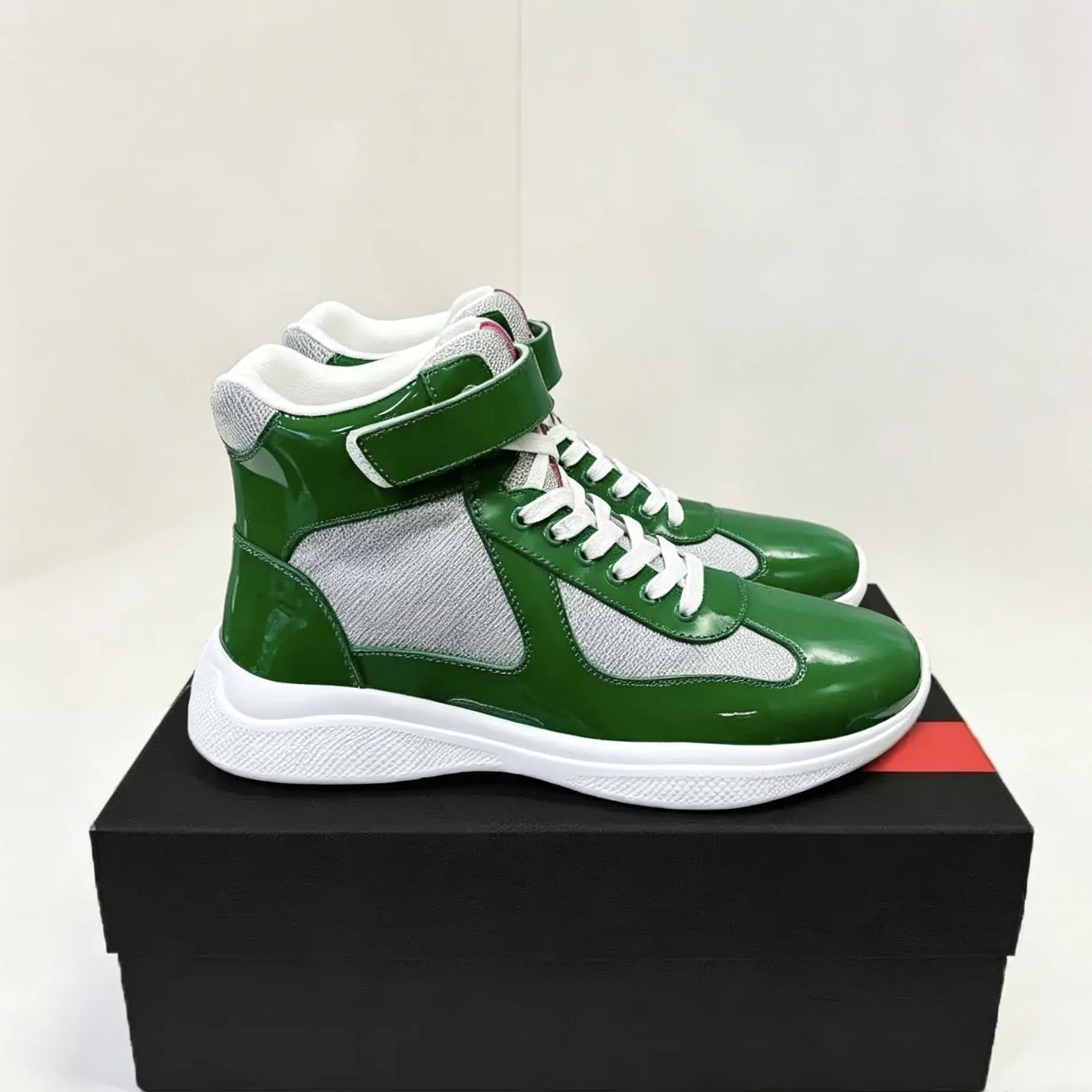 high top patent leather americas cup sneakers size 35-47 men's and women's multiple colors casual running shoes designer round toe trainers,portable,slip-resistant,
