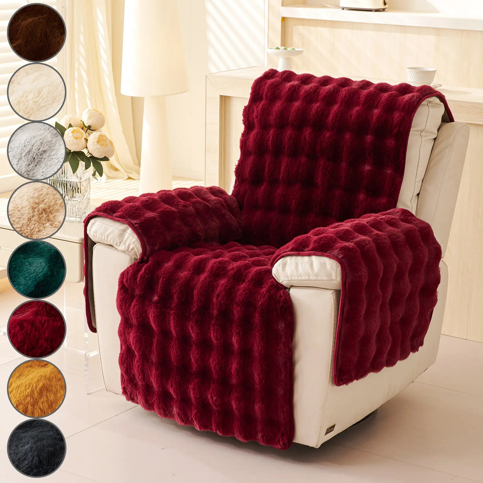 New Chic Massage Chair Cushion Cover with Plush Material, Non-Slip Single Seat Sofa Pad for Ultimate Comfort, Washable Sofa Slipcover, Couch Cushion Cover, Sofa Cushion Covers
