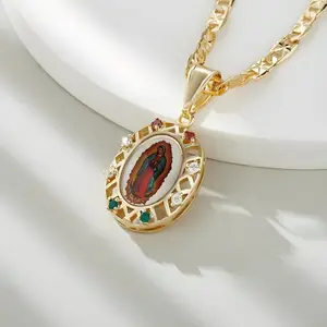 1 Colorful Virgin Mary Pendant Necklace for daily and festival wear, for prayer
