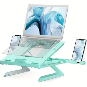 Multi-Angle Adjustable Laptop Stand Portable Riser with Foldable Legs & Phone Holder Ventilated Design for MacBook Air Pro & All Laptops 9 Height Options for Optimal Viewing Computer Metal Tablet Durable Smartphone Folding
