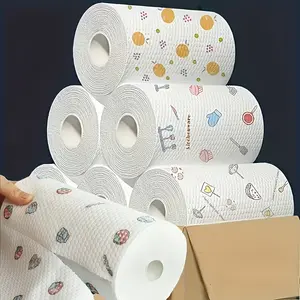 2/3 Rolls Multi-Purpose Reusable Kitchen Towels - Absorbent, Wet & Dry, Use For Cleaning, Dishwashing, Living Room, Outdoor, Bathroom, Toilet, Kitchen, Assorted Patterns, No Power Required, Battery-Free, Soft, Essential Home Supplies, 200pcs