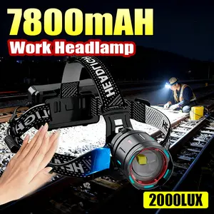 High Power LED Headlamp, 7800mah Rechargeable Headlamp, Outdoor Waterproof Induction Headlight, Zoom Head lamp, Work Emergency Fishing Lighting, Headlamp Hiking, Waterproof Headlight Flashlight