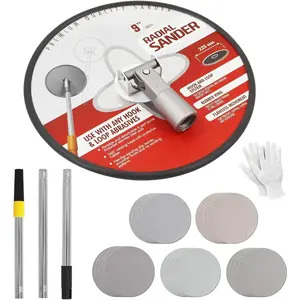 Pole Sander for Drywall, 9 Inch Radial Sander with Pole, Adjustable Wall Sander for Painting Prep, Drywall Pole Sanding Tool with Replaceable Sanding Pads
