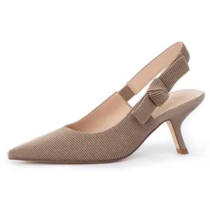 Athlefit Women's Slingback Kitten Heels Closed Pointed Toe Bowknot Pumps Dress Shoes for Work Wedding Dancing Party Footwear Girl
