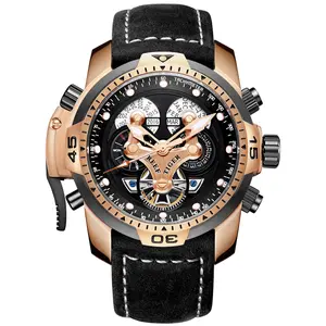 REEF TIGER Men's Military-Style Automatic Mechanical Wristwatch - Sporty, Waterproof, Luminous, Trendy All-Match Fashion Men's Watch
