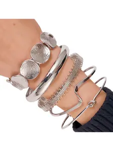 Best-selling wavy knotted geometric circular bracelet set, five-piece set for women, fashionable and versatile, light luxury and elegant jewelry suitable for daily wear and commuting
