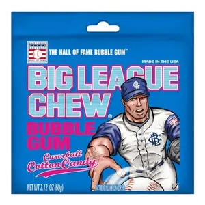 Big League Chew Curveball Cotton Candy 2.12 oz Pack of 12 Resealable Pouches for Parties Team Snacks Sweet Bonbon