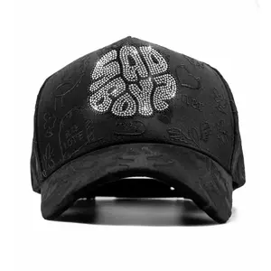 2026  Dandy Hats x Junior H "Sad Boyz" Premium Streetwear Snapback – Black Adjustable Unisex Hat for Men & Women Featuring Rhinestone Script Embroidery and a Dark Urban Design Inspired by Modern Street Fashion