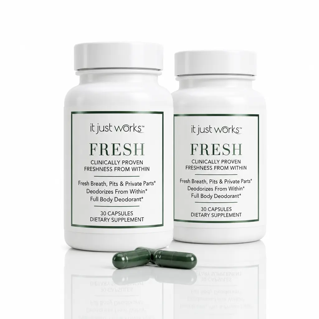 FRESH by It Just Works | 2 Pack | Internal Deodorant Supplement | Body Odor Control | Full Body Freshness Detox | Chlorophyll Capsules