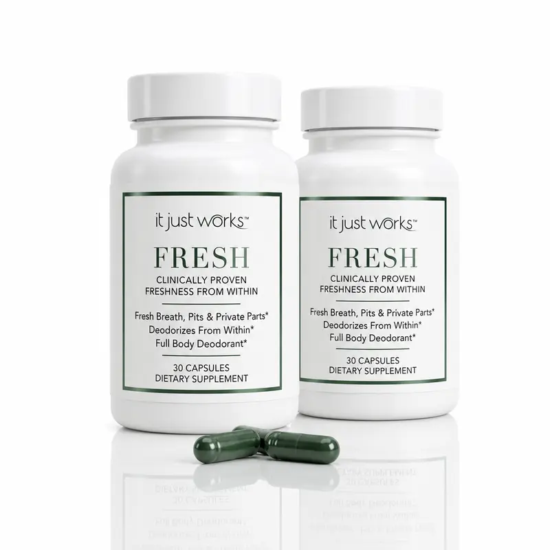 FRESH by It Just Works | 2 Pack | Internal Deodorant Supplement | Body Odor Control | Full Body Freshness Detox | Chlorophyll Capsules
