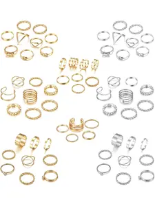65Pcs Bohemian Rings for Women,Midi Ring Set,Silver Gold Vintage Stackable Rings,Fashion Finger Knuckle Rings for Women Girls,Jewelry Accessories