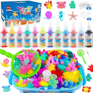 Magic Water Elf Toy Kit， Aqua Fairy Water Gel Kit- 8 Color Sparkling Magic gels&6 sea Creature molds - Fun Kids DIY Craft Kit, Birthday Gift & Party Favors for Kids Ages 3+
