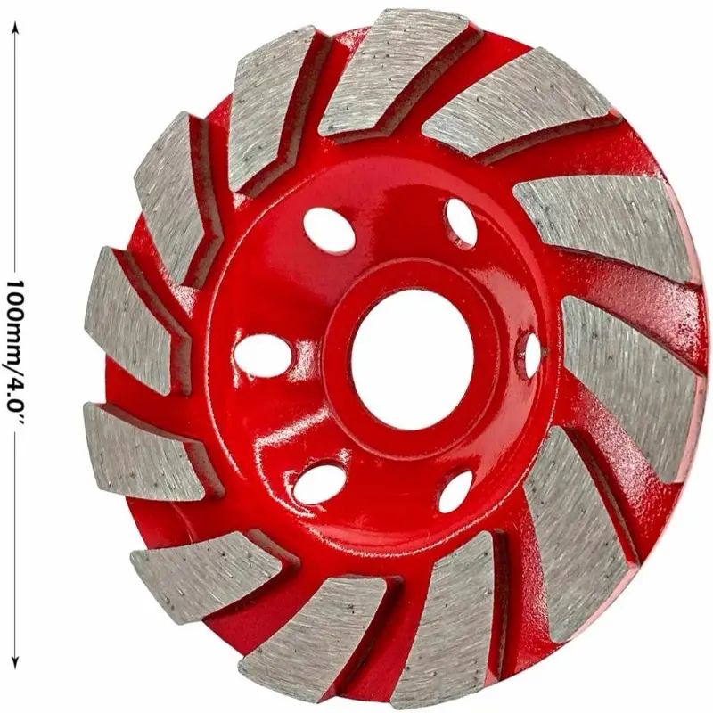 4” Diamond Cup Wheel for Concrete Grinding & Surface Prep - Aggressive Segmented Diamonds for Fast Cutting in Tight Spaces - Fits 4-4.5” to 4-5” Hand Grinders
