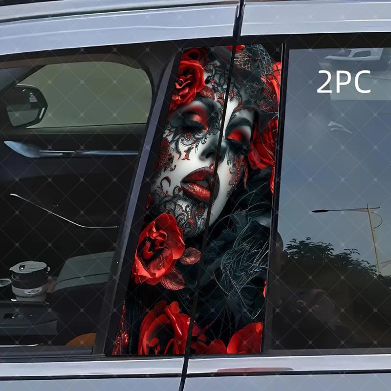 Gothic Vinyl Stickers Set, Car B Pillar Protection Decals, Easy Peel & Stick, Sunproof Waterproof Scratch Resistant, Fits All Vehicles