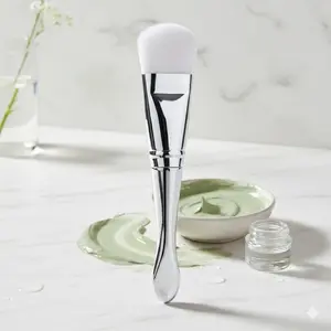 Double Head Silicone Mask Brush Set: Makeup Applicator with Spoon for Face Cream & Serum. Flexible Dual-Ended Design, Wide Flat Brush for Precise Application, Scoop for Measured Use. Ergonomic Anti-Slip Grip, Easy to Clean & Reusable Beauty Tool.
