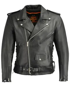 Milwaukee Leather Men's Classic Side Lace Concealed Carry Motorcycle Jacket 3X - 3Xl