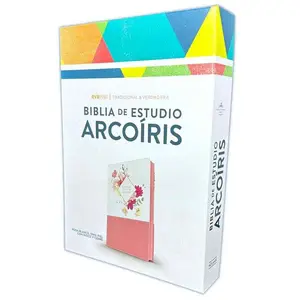 Biblia de Estudio Arco Iris para Mujer con Cierre 10pts RV1960 imit piel rosa y blanco floral con índice - Tú guardarás en completa paz