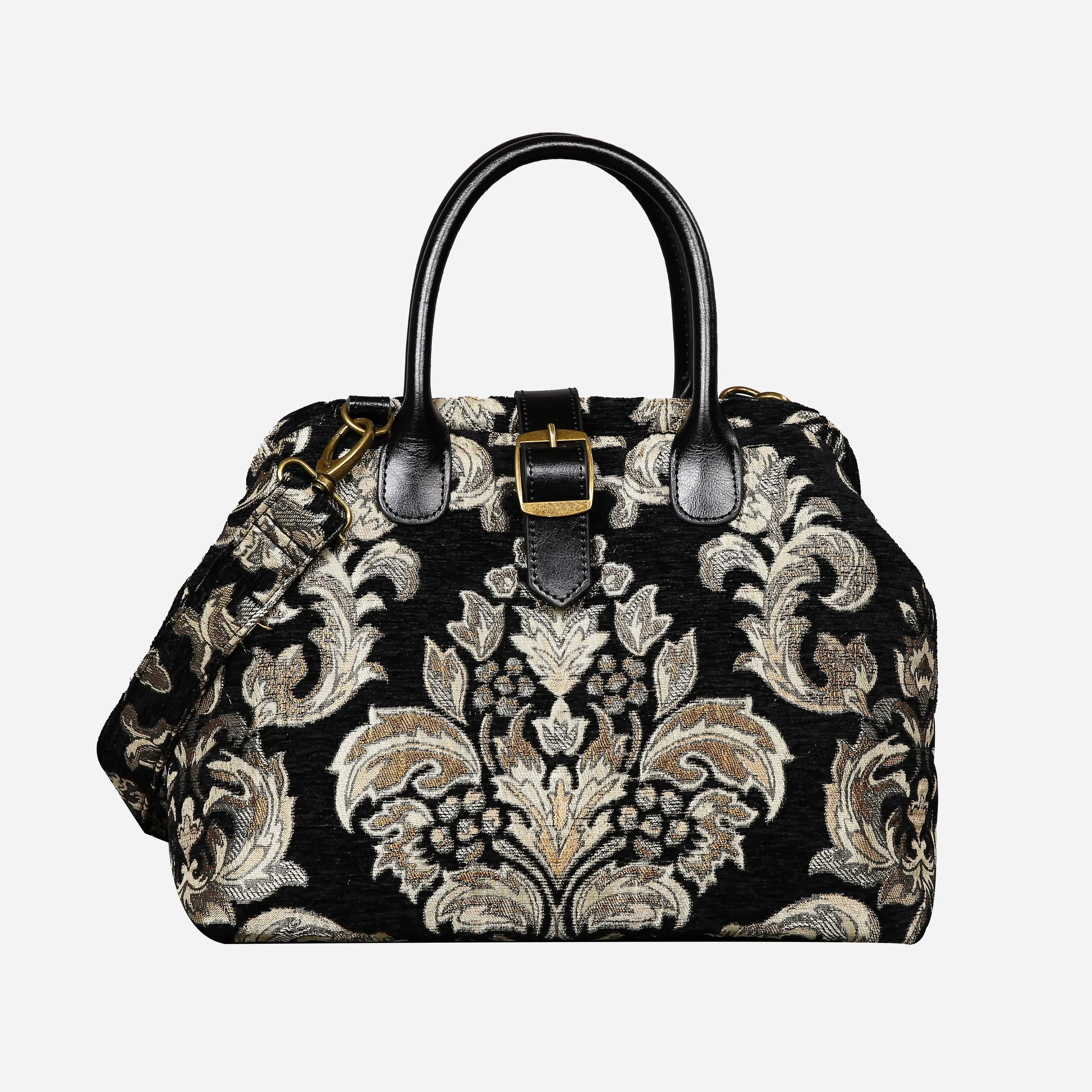 Victorian Blossom Black/Gold Carpet Handbag Purse