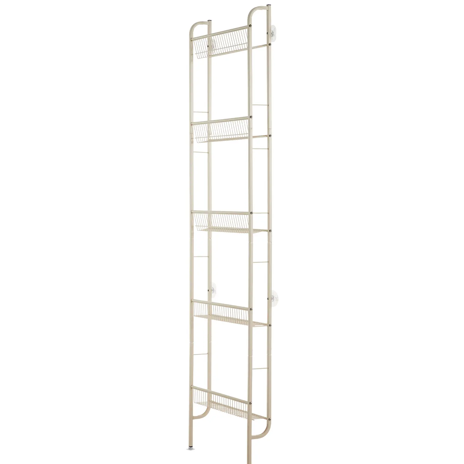 Slim 5-Tier Bathroom Organizer Shelf | Space-Saving Behind Door Storage Rack for Small Spaces | Freestanding Over-The-Door Shelving Unit with Anti-Slip Base