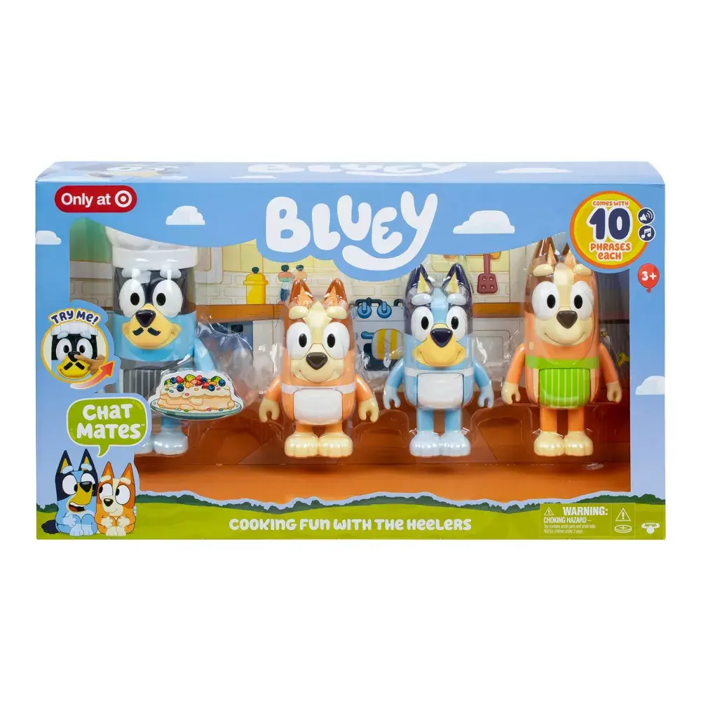 4pc Bluey Cooking Fun with The Heelers Chat Mates Figure Set - Ten Phrases Each