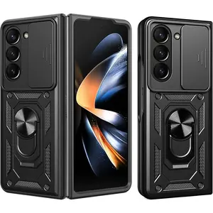 Phone Case for Samsung Galaxy Z Flip 7/6/5/4/3 Case with Slide Camera Cover & Rotated Ring Kickstand,for Samsung Galaxy Z Fold 7/6/5/4/3, Military Grade Shockproof with Magnetic Car Mount Holder Cover