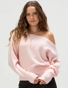 RSQ Womens High Rib Off The Shoulder Sweater