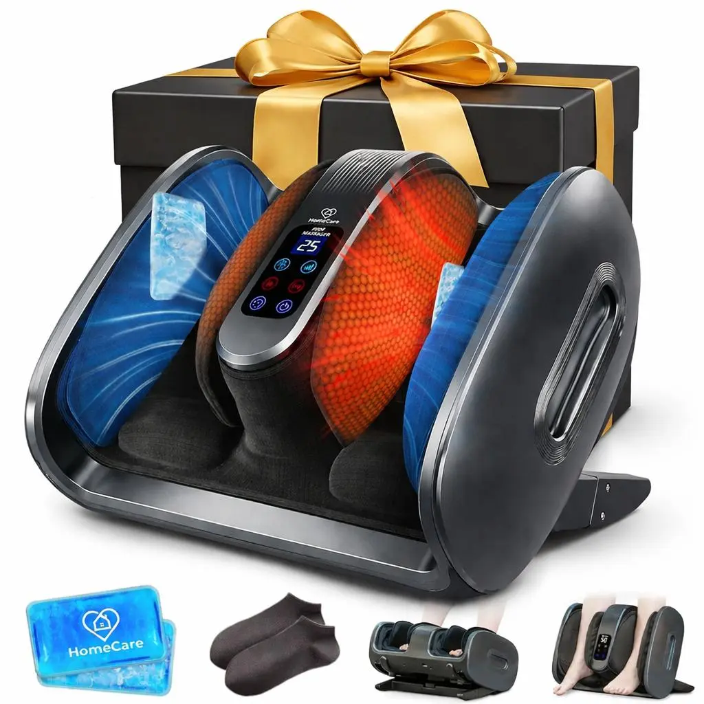 【SummerSale】Foot Massager with Heat, 2026 upgraded Foot Massage Plantar Fasciitis & Neuropathy Relief, Deep Kneading Shiatsu for Feet-Calf-Arm-Ankle Relaxation at Home/Office, Ideal for Women & Men-White Multi-Functional