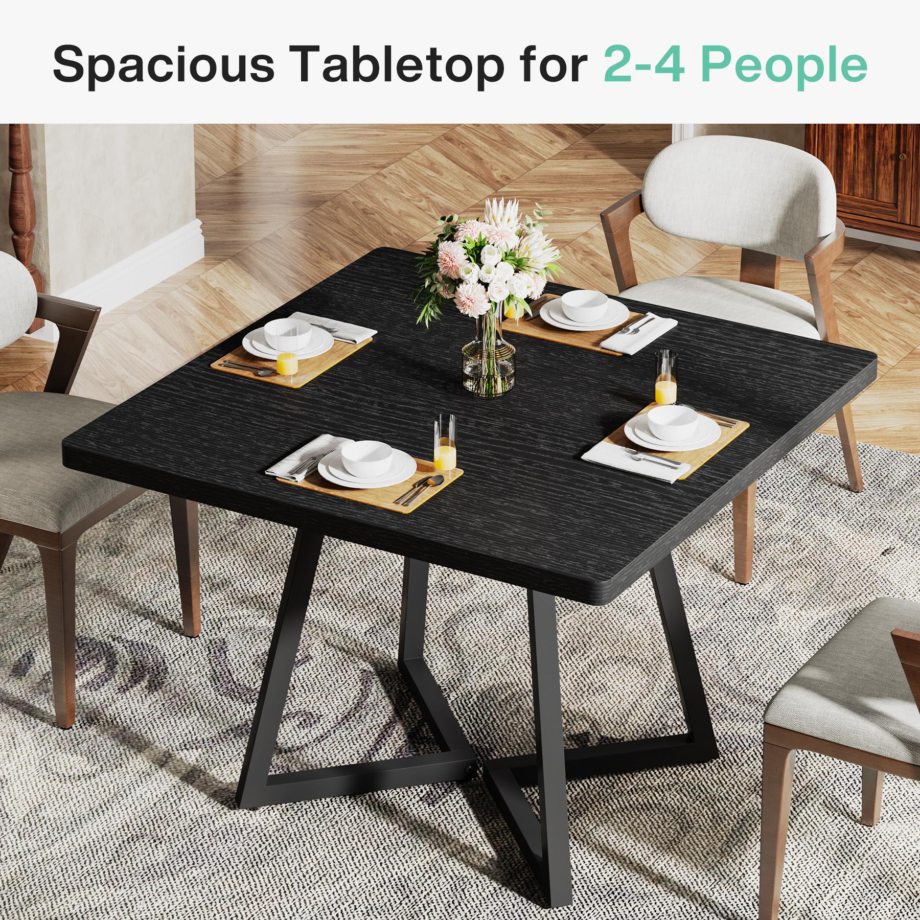 LITTLE TREE Square Dining Table for 2, 31.5" Industrial Dinner Table with Metal Base, Kitchen Table for Dining Room, Small Space, Apartment