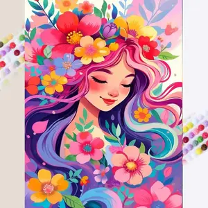 1 set of DIY diamond painting kit, 5D diamond art set, Diamond Art Tools, DIY decoration colorful flowers, vibrant and lively. Mosaic, diamond art, DIY art home decoration.