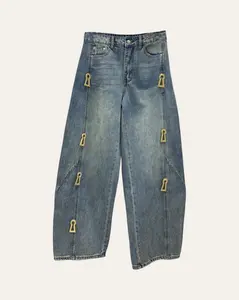 Women's Basic Cotton Solid Denim Straight-Leg Fit Jeans, Bottoms with Keyhole Charm
