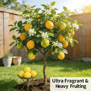Dwarf plum leaf lemon shrub, indoor and outdoor plum leaf lemon tree, suitable for high-yielding household potted plants, patios or balconies