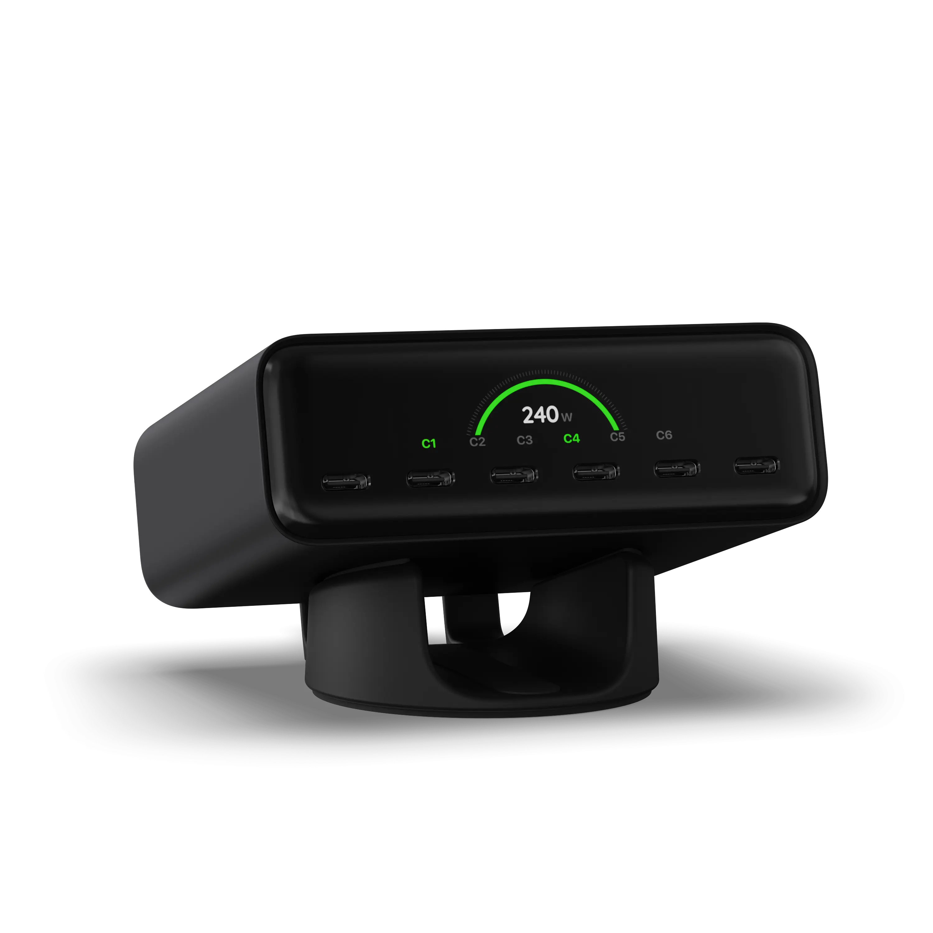 Satechi ChargeView 240W GaN Charger - Space Black 6-Port Desktop Charging Station with Live Power Display for Smartphones, Cellphones, Electronic Devices, Type C Chargers