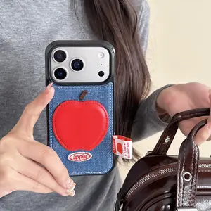 Denim Embroidery Case Compatible with Apple iPhone Models, Creative & Fashionable Phone Cover, Durable Protection Design, Accessories