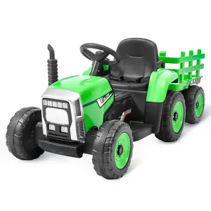 fathersdaygift VEVOR Kids Ride on Tractor 12V Electric Toy Tractor with Trailer Remote Control