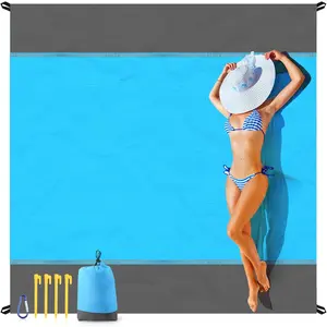 Beach Blanket Sandproof Oversized, 79''*83'' Extra Large Beach Mat, Portable Picnic Mat for Travel Camping Hiking, Lightweight Beach Essentials Family Water Resistant Mat Nylon 210T