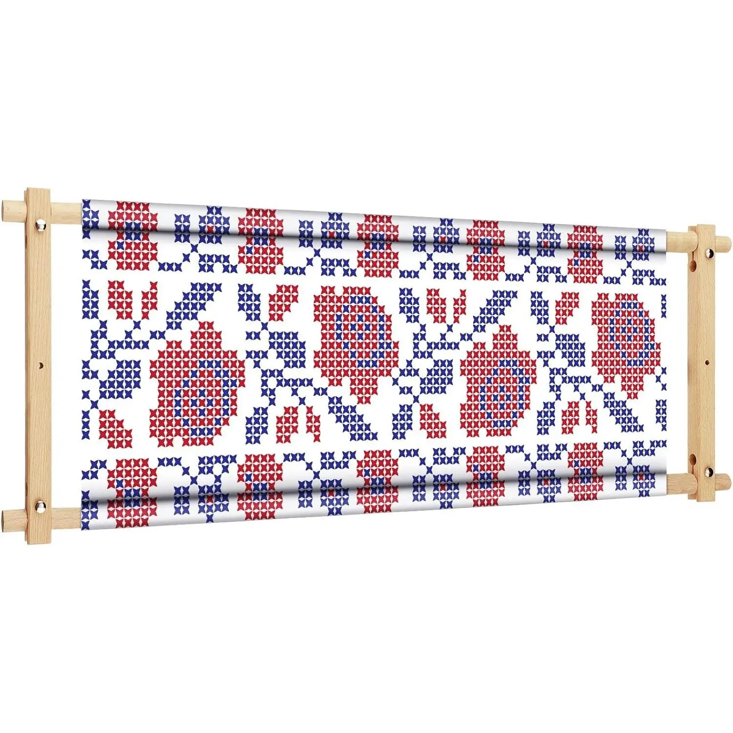 Cross Stitch Scroll Frame Set with Plastic Clamps Needlepoint Scroll Frame Embroidery Hoop Stand Wooden Needlepoint Stretcher Needlework Stitch Tool for Sewing Craft Projects, 33 x 12 Inch