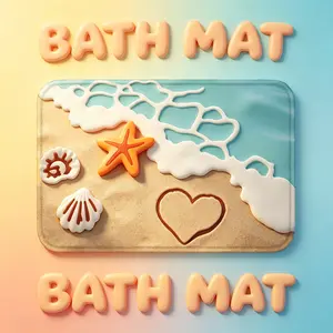 Soft and Absorbent Beach Bathroom Rug, Non-Slip Backing, Ideal for Bathroom, Kitchen and Entryway Decor, Sea Beach Starfish Shell Bath Decor, Blue, 20"x32"