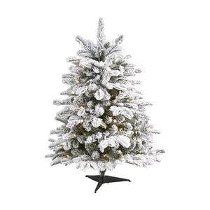 Nearly Natural 3' Flocked Christmas Tree w/150ights