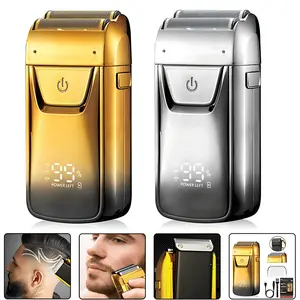 Double Foil Razor Men's Electric Razor Hair Removal machine - Portable Head/Face Shaver- USB charging razor, LED digital display, 3-speed adjustable metal texture ,, a gift for him Stainless Steel