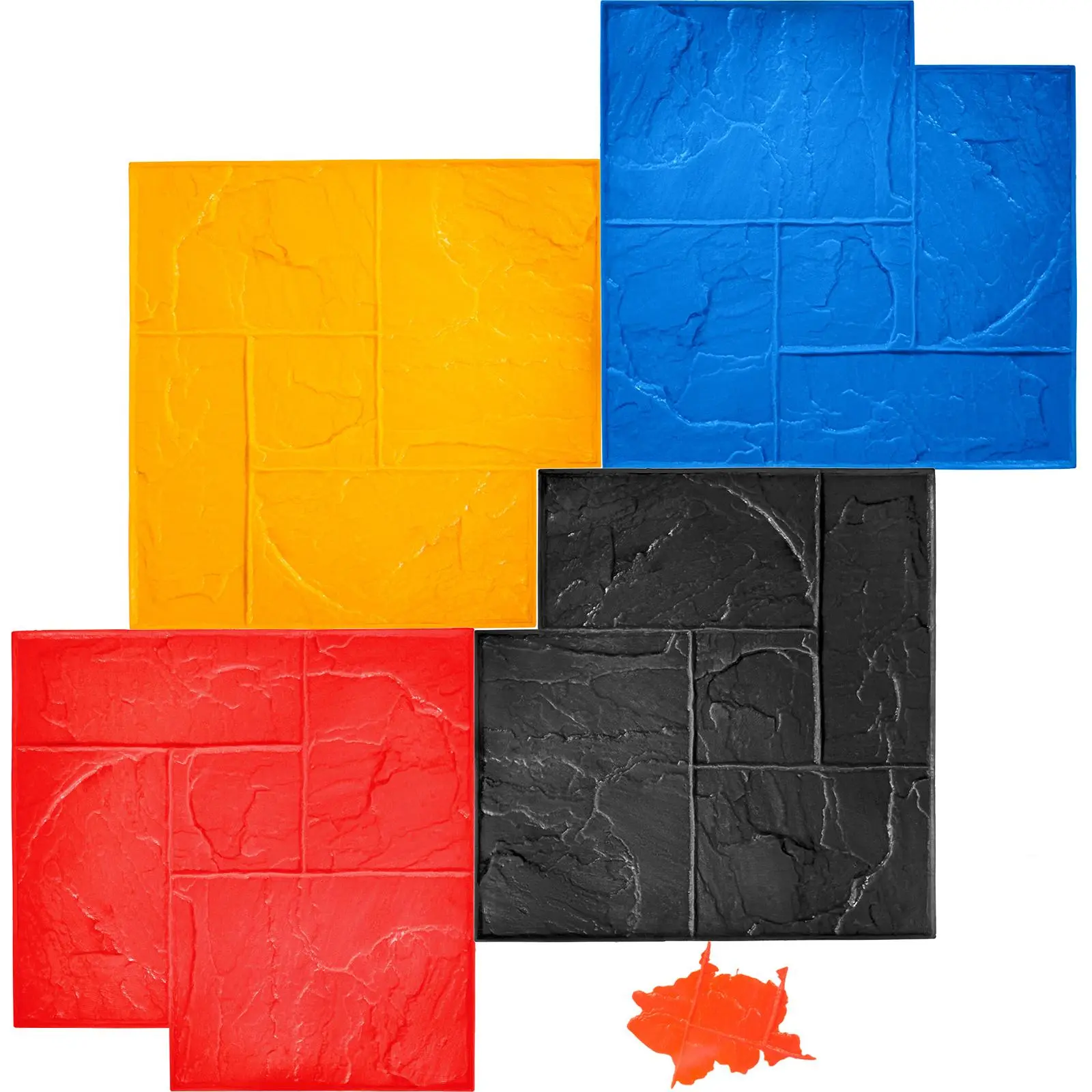 【SummerFinds】VEVOR Concrete Texturing Skin,  , 24\"x24\" Concrete Stamps Mats Set, Polyurethane Concrete Stamping Mats, Slate Concrete Stamps, 4 PCS Realistic Concrete Texture Mat, Concrete Stamps for Walls/Floors